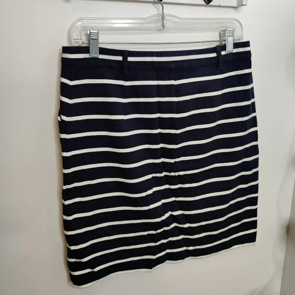 Boden Navy & White Striped Mini Skirt Size 8 Long